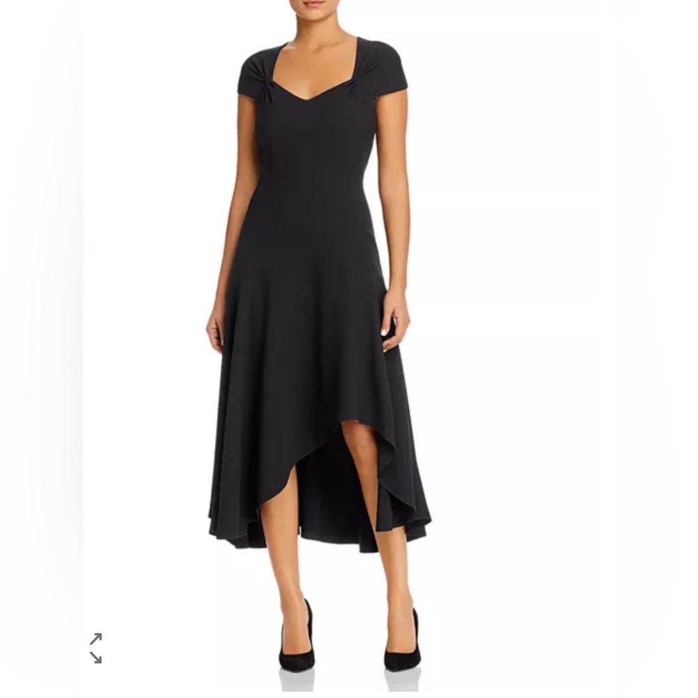 Elie Tahari Phoenix Crepe Asymmetric Hem Cocktail Minimalist Classic Dress Sz M